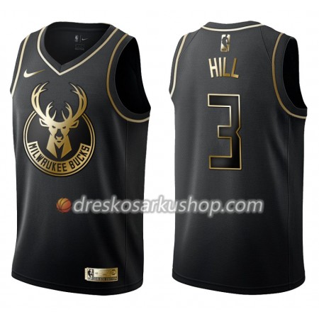 Muški NBA Dres Milwaukee Bucks George Hill 3 Nike Crna Golden Edition Swingman